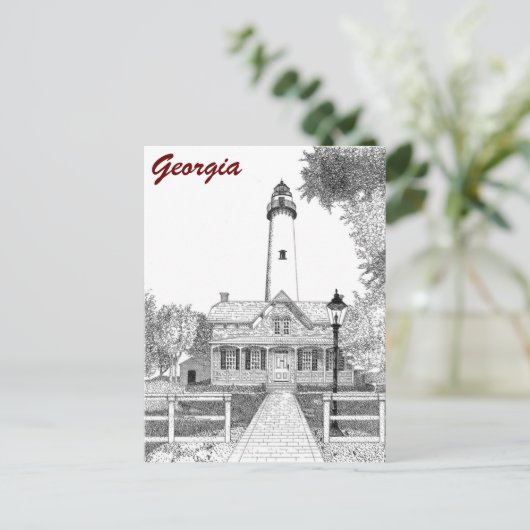 St. Simons Lighthouse Postkarte (Stehend Vorderseite)