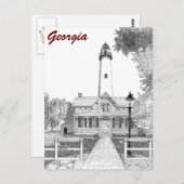 St. Simons Lighthouse Postkarte (Vorne/Hinten)