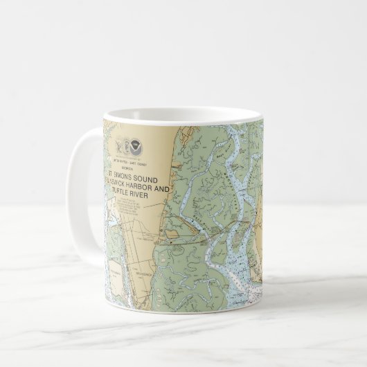 St Simons Sound Brunswick Hafen und Turtle River Kaffeetasse (Vorderseite Links)