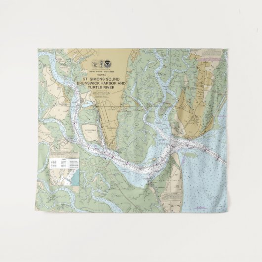 St Simons Sound Brunswick Hafen und Turtle River Wandteppich (Vorderseite (Horizontal))