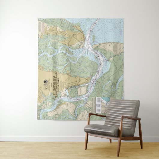 St Simons Sound Brunswick Hafen und Turtle River Wandteppich (Beispiel)