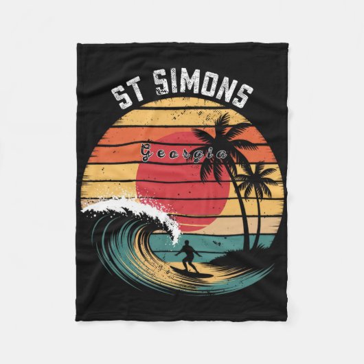 St Simons Strand Georgia Strand Surfen Fleecedecke (Vorderseite)
