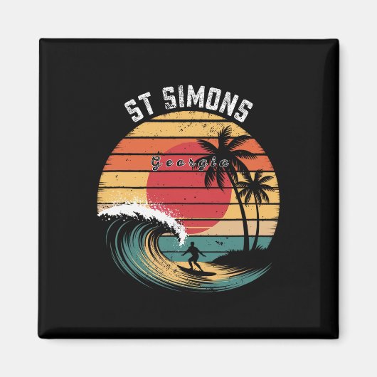 St Simons Strand Georgia Strand Surfen  Magnet (Vorne)