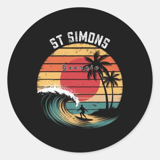 St Simons Strand Georgia Strand Surfen  Runder Aufkleber (Vorderseite)