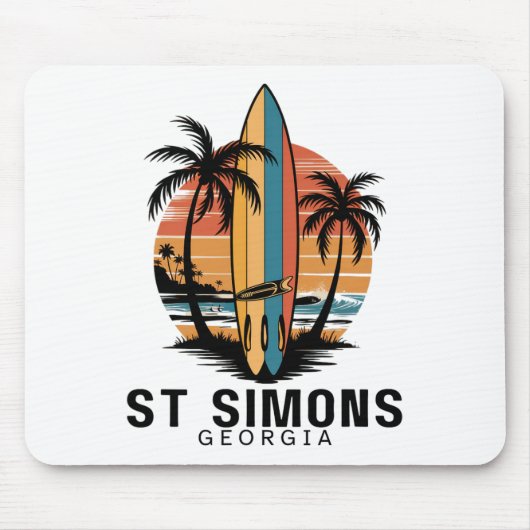 St Simons Strand Georgia Surfen Surfer _1 Mousepad (Vorne)