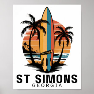 St Simons Strand Georgia Surfen Surfer _1 Poster