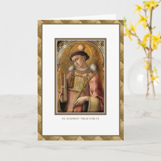 St. Stephen Katholic Deacon Priest Religious Karte (Gelbe Blume)