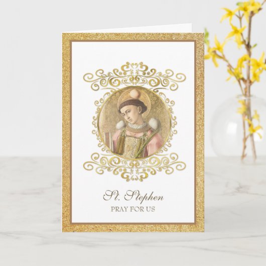 St. Stephen Katholischer Patron St. of Deacons Car Karte (Gelbe Blume)