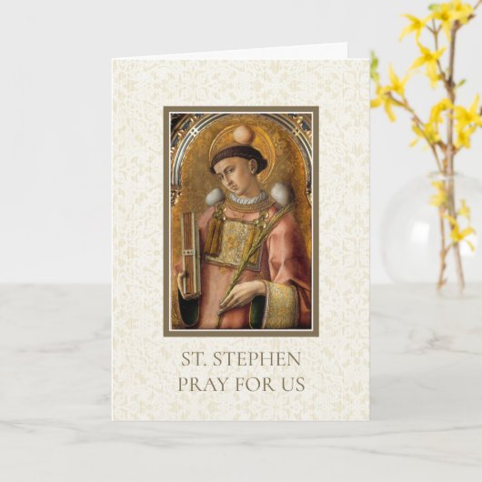 St. Stephen Katholischer Schutzheilige von Deacons Karte (Gelbe Blume)