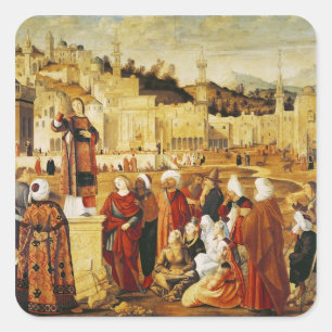 St. Stephen Preaching Quadratischer Aufkleber