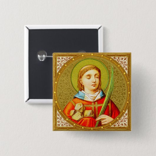 St Stephen the ProtoMartyr (SNV26) Square Pinback Button (Vorne & Hinten)