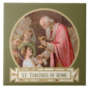 St. Tarcisius empfängt die Eucharistie (BL 02) Fliese
