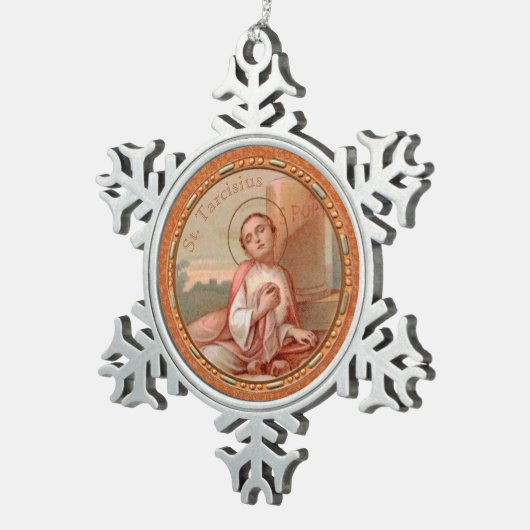 St. Tarcisius of Rome Roundel (BF 004) Schneeflocken Zinn-Ornament (Rechts)