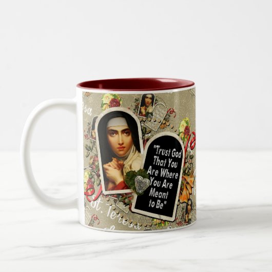 St Teresa de Avila Katholic Saint Therese Zweifarbige Tasse (Links)