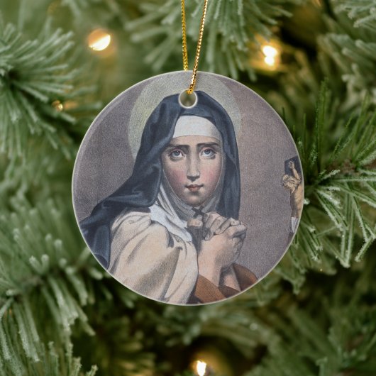 St. Teresa of Avila (M 008) Circular Keramik Ornament (Baum)