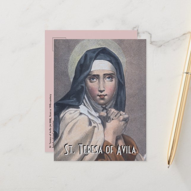 St. Teresa of Avila (M 008) Postkarte (Vorderseite/Rückseite Beispiel)