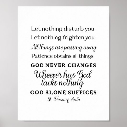 St. Teresa of Avila Quote Art Poster Print (Vorne)