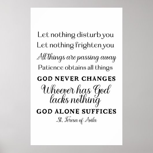 St. Teresa of Avila Quote Art Poster Print (Vorne)