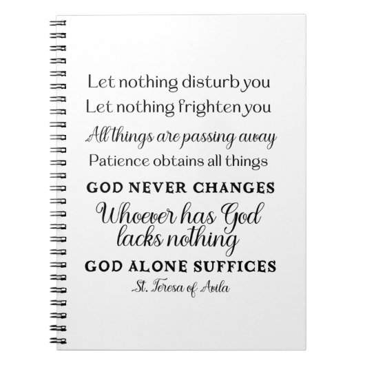 St. Teresa of Avila Quote Spiral Notebook Notizblock (Vorderseite)