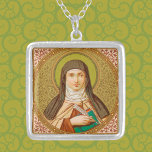 St. Teresa of Avila (SNV 27) Platz Versilberte Kette<br><div class="desc">Image Credit (SNV 27): Antiquitätenbild von St. Teresa von Avila aus dem späten 19. Jahrhundert in Chromolithografie,  ursprünglich herausgegeben vom St. Norbertus Verlag,  Wien,  Österreich,  aus der Sammlung religiöser Ephemeriden des Designers.   Feierlichkeiten: 15. Oktober</div>