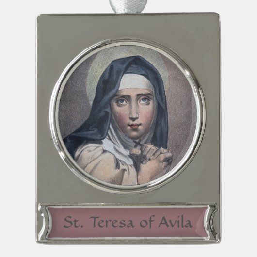 St. Teresa von Avila (M 008) Banner-Ornament Silber (Vorderseite)