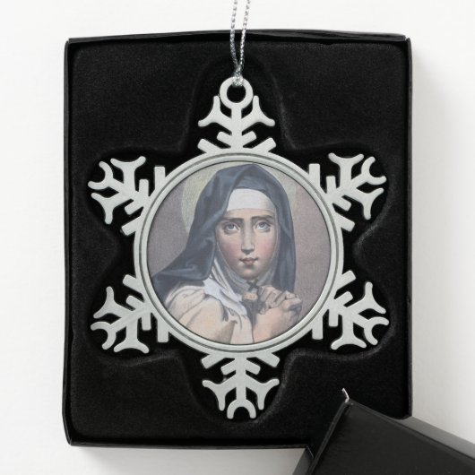 St. Teresa von Avila (M 008) Schneeflocken Zinn-Ornament (Box)
