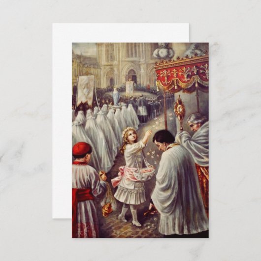 St. Teresa wirft Blume zum gesegneten Sakrament Dankeskarte (Vorne/Hinten)