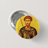 St. Theodore Tiron-Orthodoxe Ikone Button (Vorne & Hinten)