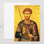 St. Theodore Tiron-Orthodoxe Ikone Einladung (Vorne/Hinten)