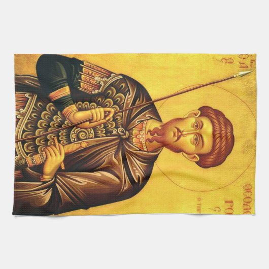 St. Theodore Tiron-Orthodoxe Ikone Geschirrtuch (Horizontal)