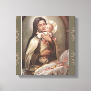 St. Therese Baby Jesus Manger Pink Roses Leinwanddruck