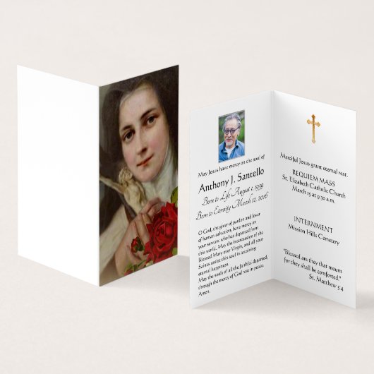 St. Therese Beerdigung Gedenkstätte Heilige Karte (Innenseite und Außenseite)