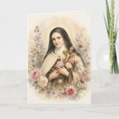 St. Thérèse Blumen mit Schriftvers Karte (Vorderseite)