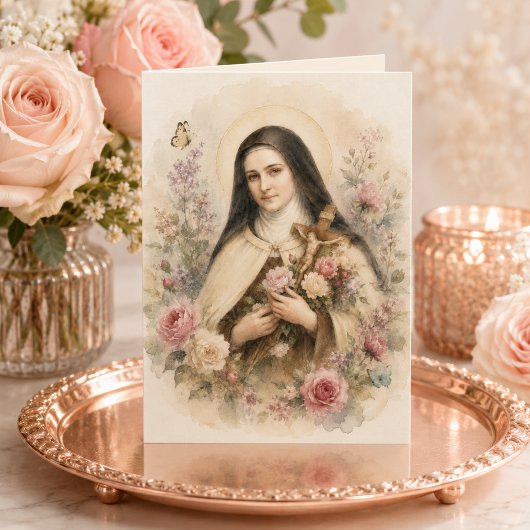 St. Thérèse Blumen mit Schriftvers Karte