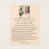 St. Therese Catholic Funeral Memorial Holy Card - (Rückseite)