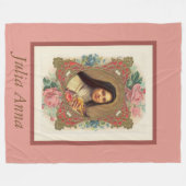 St. Therese das kleine Blumen-Rosa-Rosen-Kruzifix Fleecedecke (Vorderseite (Horizontal))