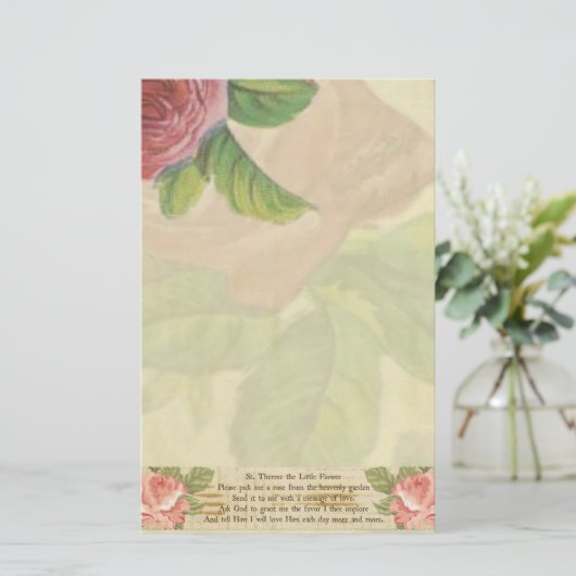 St. Therese das kleine Blumen-Rosen-Kruzifix Briefpapier (Stehend Vorderseite)
