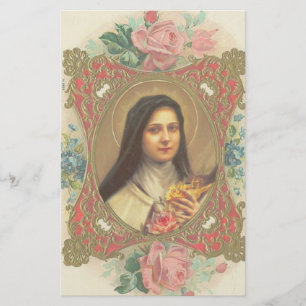 St. Therese das kleine Blumen-Rosen-Kruzifix Briefpapier