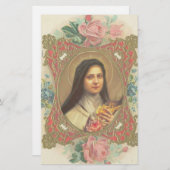 St. Therese das kleine Blumen-Rosen-Kruzifix Briefpapier (Vorne/Hinten)