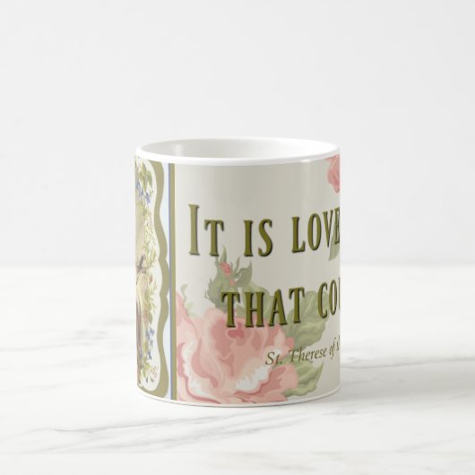 St. Therese das kleine Blumen-Rosen-Kruzifix Kaffeetasse (Mittel)
