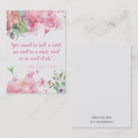 St. Therese der Lisieux Zitat-Rosen-heiligen Karte (Vorne/Hinten)