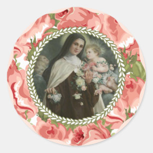 St. Therese des Kindes Jesus wenig Blume Runder Aufkleber