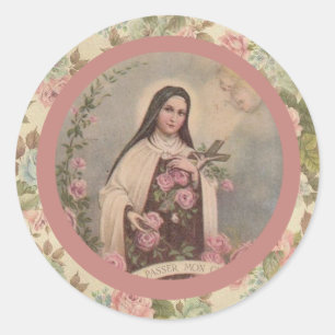 St. Therese des Kindes Jesus wenig Blume Runder Aufkleber