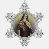 St. Therese des Kindes Jesus wenig Blume Schneeflocken Zinn-Ornament (Vorderseite)