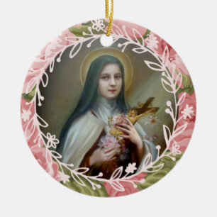 St. Therese des Säuglings-Jesus-Rosen-Kruzifixs Keramikornament