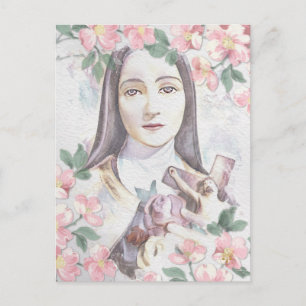 St. Therese die kleine Blume Aquarell Vintage Postkarte