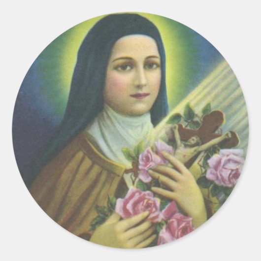 St. Therese die Kleine Blume Katholische Karmelite Runder Aufkleber (Vorderseite)