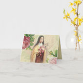 St. Therese die kleine Blume mit rosa Rosen Karte (Gelbe Blume)