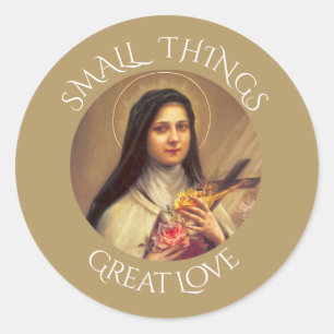 St. Therese die kleine Blume Rosen Kruzifix Runder Aufkleber