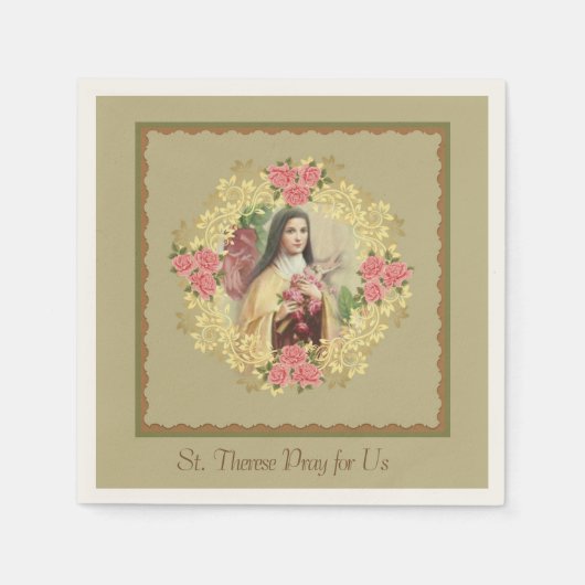 St. Therese die kleine Blume Rosenrosen Serviette (Vorderseite)